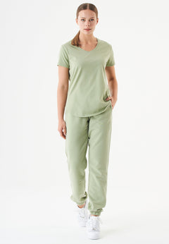 Tuba Basic Organic Cotton V-Neck T-Shirt Sage Green