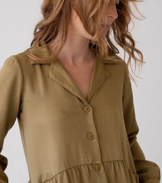 Tracy Tencel Shirt Dress Mustard