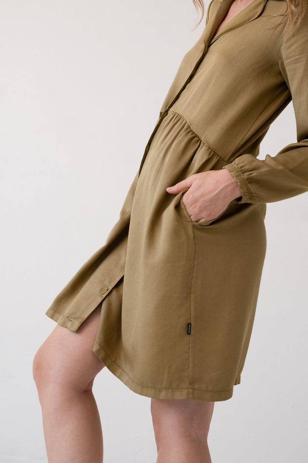 Tracy Tencel Shirt Dress Mustard