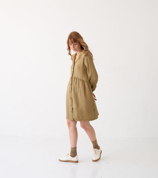 Tracy Tencel Shirt Dress Mustard