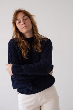 Turner Organic Cotton Sweater Navy Blue