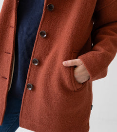 Tad Chunky Wool Coat in Poppy Red