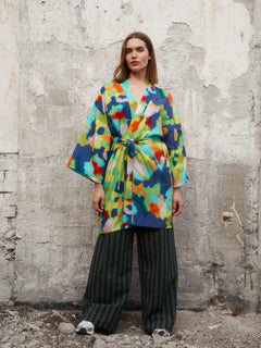 Stripy Seersucker Pants Green/Blue