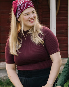 Ribbed T-Shirt Burgundy