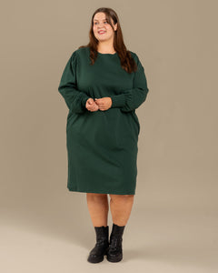 Puff Sleeve Dress Forest Green