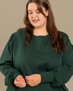 Puff Sleeve Dress Forest Green