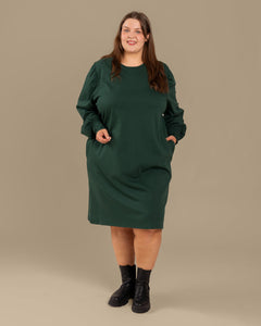 Puff Sleeve Dress Forest Green