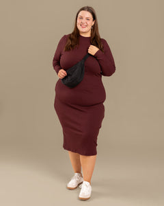 Ribbed Dress Burgundy
