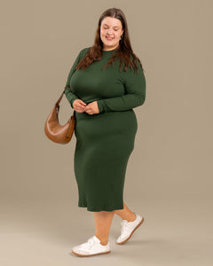 Ribbed Dress Forest Green