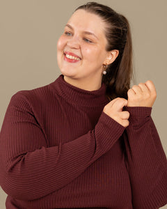 Ribbed Turtleneck Burgundy