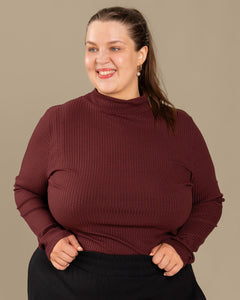 Ribbed Turtleneck Burgundy