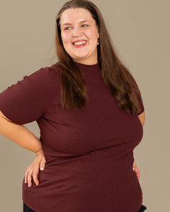 Ribbed T-Shirt Burgundy
