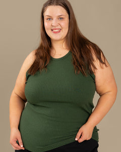 Ribbed Top Forest Green