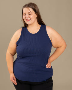 Ribbed Top Ocean Blue