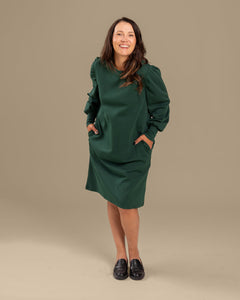 Puff Sleeve Dress Forest Green