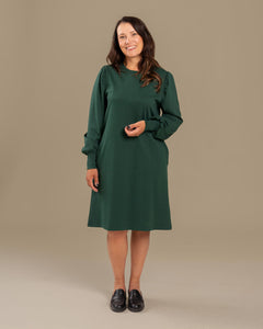Puff Sleeve Dress Forest Green