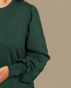 Puff Sleeve Dress Forest Green