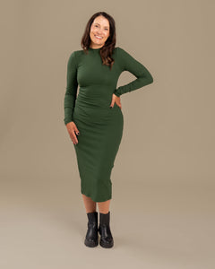 Ribbed Dress Forest Green