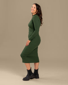 Ribbed Dress Forest Green