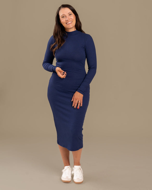 Ribbed Dress Ocean Blue