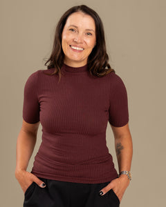 Ribbed T-Shirt Burgundy