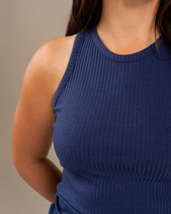 Ribbed Top Ocean Blue