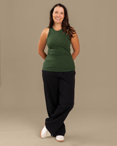 Ribbed Top Forest Green