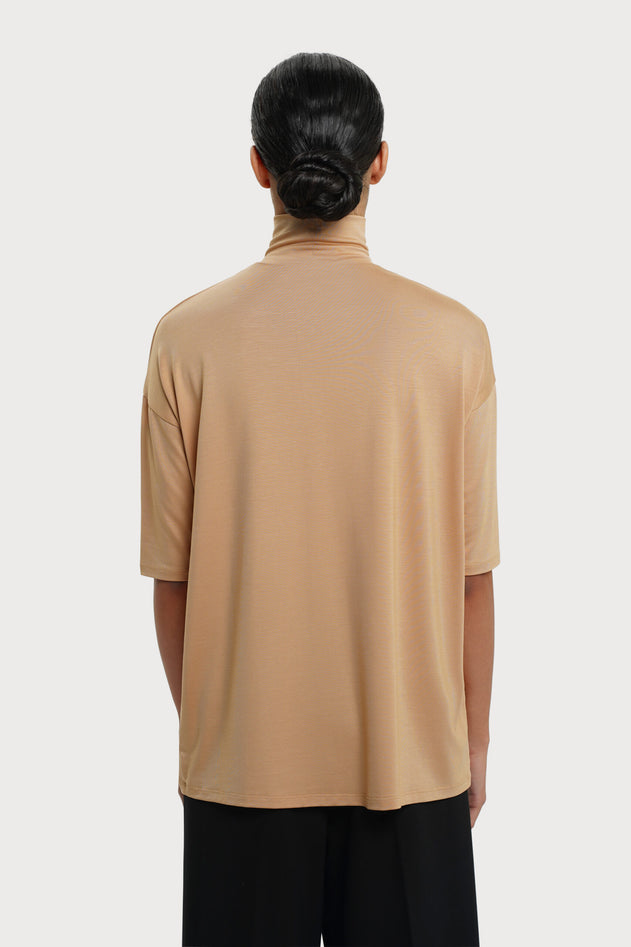 Tomasine Turtleneck Top Camel Brown