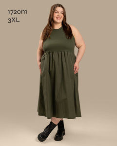 Poplin Top Dress Khaki
