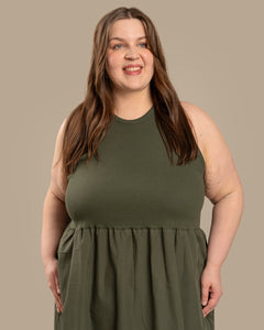 Poplin Top Dress Khaki
