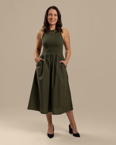 Poplin Top Dress Khaki