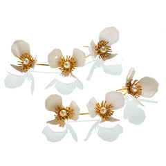 Triple Apple Flower Stud Earrings White