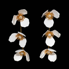 Triple Apple Flower Stud Earrings Red