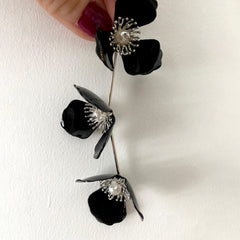 Triple Apple Flower Stud Earrings Red