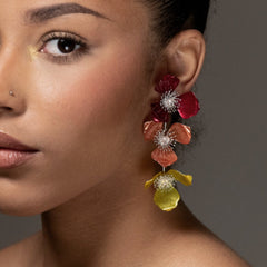 Triple Apple Flower Stud Earrings Rainbow