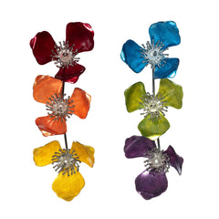 Triple Apple Flower Stud Earrings Rainbow