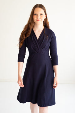 Women's Pleated Bamboo Dress Dark Blue