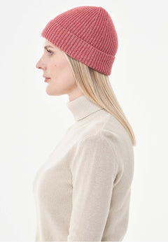 Ribbed Merino Wool Blend Beanie Red