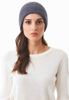 Ribbed Merino Wool Blend Beanie Antracite