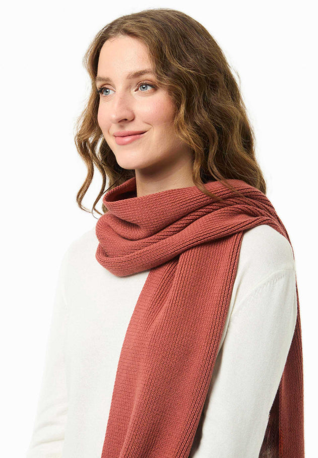Knitted Organic Cotton Scarf Cinnamon