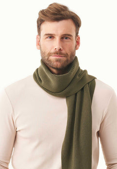 Knitted Organic Cotton Scarf Military Olive