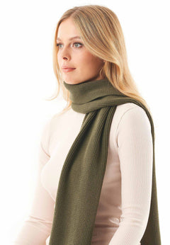 Knitted Organic Cotton Scarf Military Olive