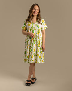 V-Neck Midi Dress Limone Yellow