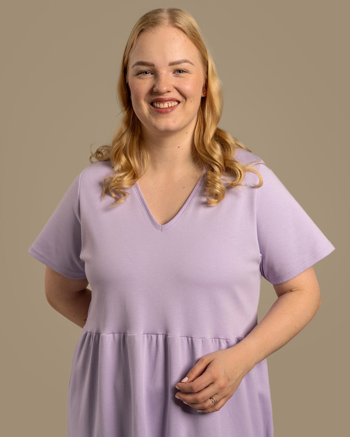 V-Neck Midi Dress Lavender