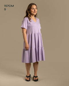 V-Neck Midi Dress Lavender