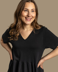 V-Neck Midi Dress Black