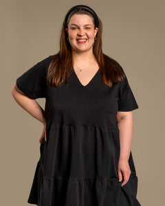 V-Neck Midi Dress Black