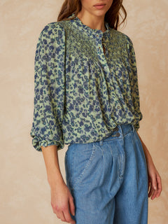 Smock Embroidered Shirt Green