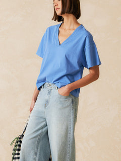 Pau Basic V-Neck T-Shirt Provenza Blue