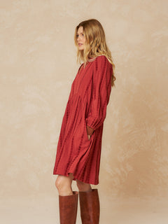 Short Dress Jacquard Red